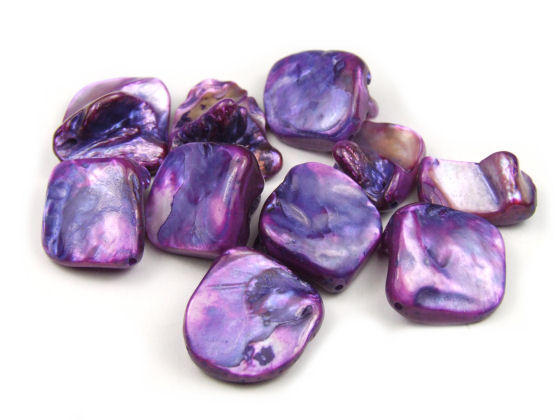 Muschelperlen, Nuggets, groß, violett