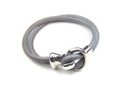 Lederarmband 'Caracas D', silbergrau