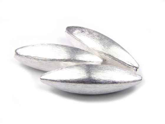 Metallperle, gebrstet, Oliven, 30x9 mm