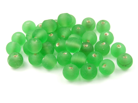 Glasperle, frost, 6mm, grasgr�n