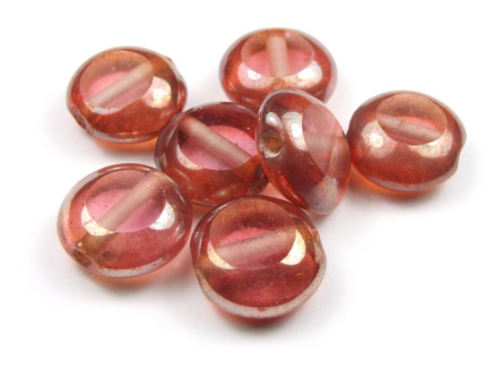 Perle mit Lster, Taler, 12 mm, padparadscha