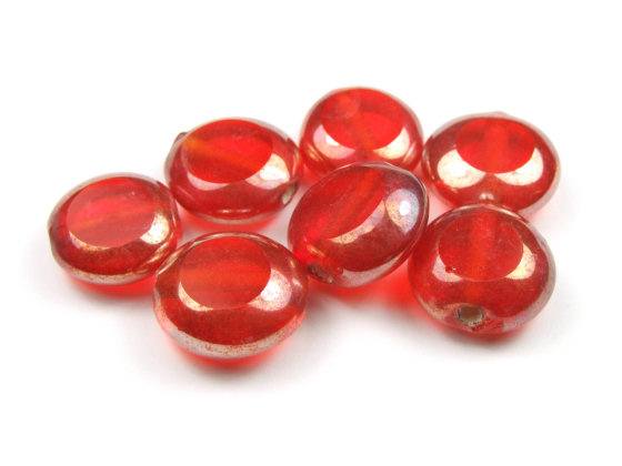 Perle mit Lster, Taler, 12 mm, orange