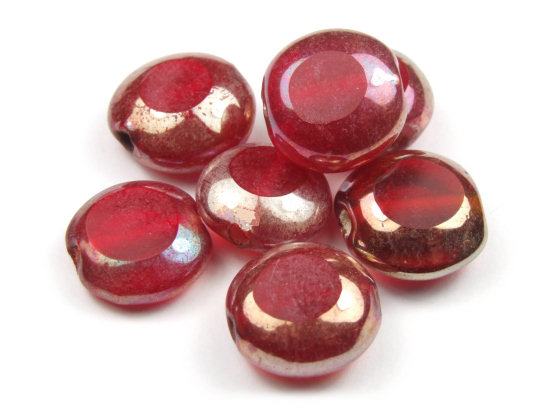 Perle mit Lster, Taler, 12 mm, rubin
