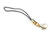 Handyschmuck, B�ndchen mit Karabiner, schwarz/gold