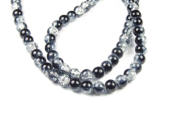 Crackperlen, rund 6 mm, schwarz-wei�