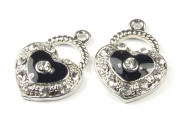 Herzanh�nger mit Strass, 24x17 mm, schwarz