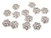 Perlkappen, filigrane Ranken, versilbert, 9 mm