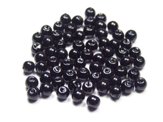 Glaswachsperlen, schwarz, 4mm