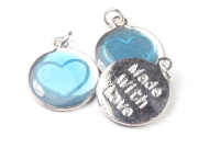 Anh�nger, Herzchen, 18 mm, blau