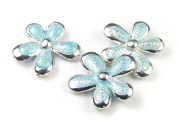 Perlen, Emailleblumen, 22mm, himmelblau