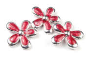 Perlen, Emailleblumen, 22mm, rot