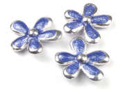 Perlen, Emailleblumen, 22mm, blau