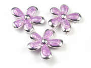 Perlen, Emailleblumen, 22mm, flieder