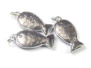 Anh�nger, Fischchen, 24x12 mm, silbergrau