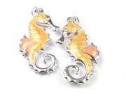 Emailleschmuck, Seepferdchen, 38x13 mm, goldgelb