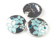 Herzanh�nger, rund,  mit Strass, 20 mm, t�rkis