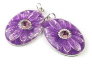 Anh�nger, Ornamentovale mit Strass, 25 mm, lila