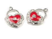 Herzanh�nger mit Strass, 24x17 mm, rot