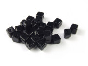 Glasperlen, W�rfel, 4,5 mm, schwarz