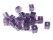 Glasperlen, W�rfel, 6 mm, lila