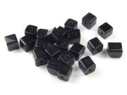 Glasperlen, W�rfel, 6 mm, schwarz