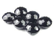 Taler, 'Serie P'  facettiert, 18  mm, schwarz