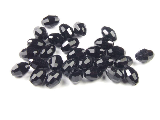 Oliven aus Kristall, 6x4 mm, schwarz