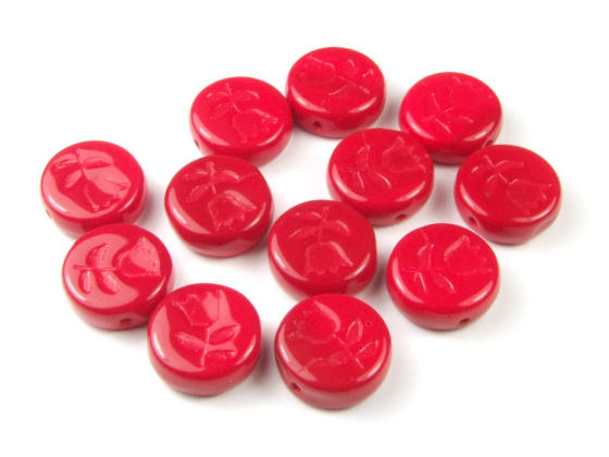 Perlen, bhmisch, 12 mm, rot