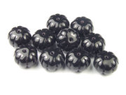 Glasperlen, Pumpkin 10x8 mm, schwarz