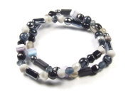 Perlenarmb�nder, 2er Set, 'Schwarze Kiesel'