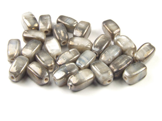 Perlen, rechteckig, 8x4 mm, grau lster