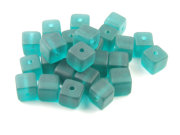 Perlen, W�rfel, 6 mm, aqua