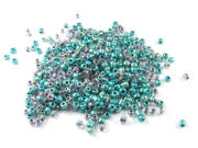 Rocailles, 2,5 mm, metallic, gr�n-rainbow
