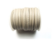 Lederband, gen�ht, 4.0 mm, creme