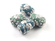 Kashmiri Perle 'Raja' 14x11 mm, blau-gr�n