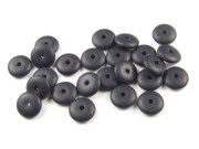 Glasperlen, Linsen, mattschwarz, 6mm