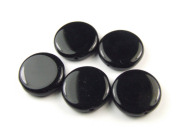 Glasperlen, Taler, 16  mm, lackschwarz