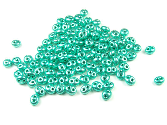 Preciosa Twin Beads, 4x2,5 mm, trkis metallic