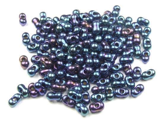 Farfalle Perlen, 6x3 mm, schwarz rainbow AB