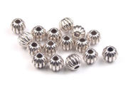 Metallperlen, geriefte Kugeln, 6 mm