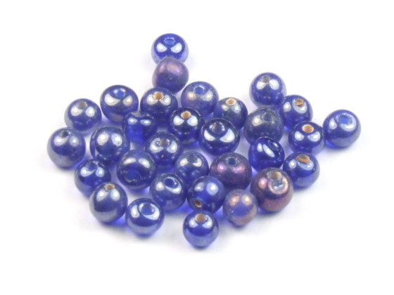 Perlen mit Lsterglanz, rund, 4  mm, ocean-blue
