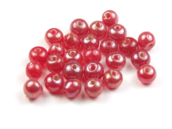 Perlen mit Lsterglanz, rund, 4  mm, soft-red