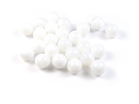 Glasperlen, Bohemia white marble, 10 mm, weiß