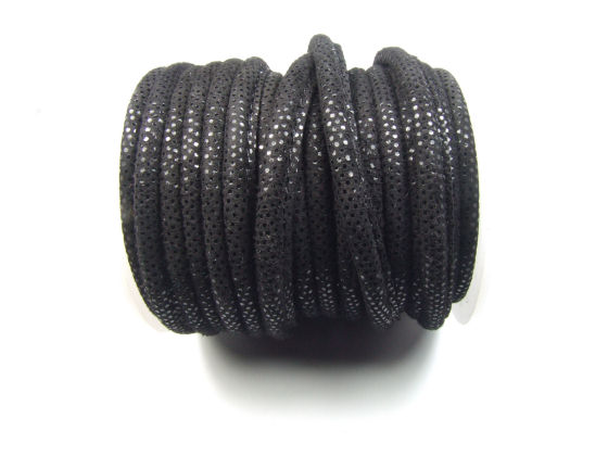 Lederband, velvet print, 5,0 mm, black 