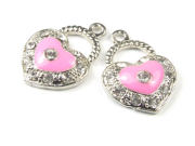 Herzanhänger mit Strass, 24x17 mm, pink