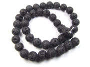 Perlen aus Lava, 12 mm, schwarz