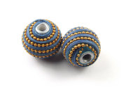 Kashmiri Perle 'Maharashtra Dago' 19 mm, blau