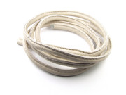 Lederband, genht, 4.0 mm, creme