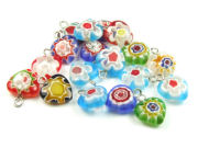 Millefiori, Herzanhnger, 10 mm, bunt