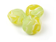 Glasperlen, 'Taler' 20 mm, grün-gelb